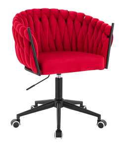 HR750K Scaun Roşu din Catifea cu Bază Neagră