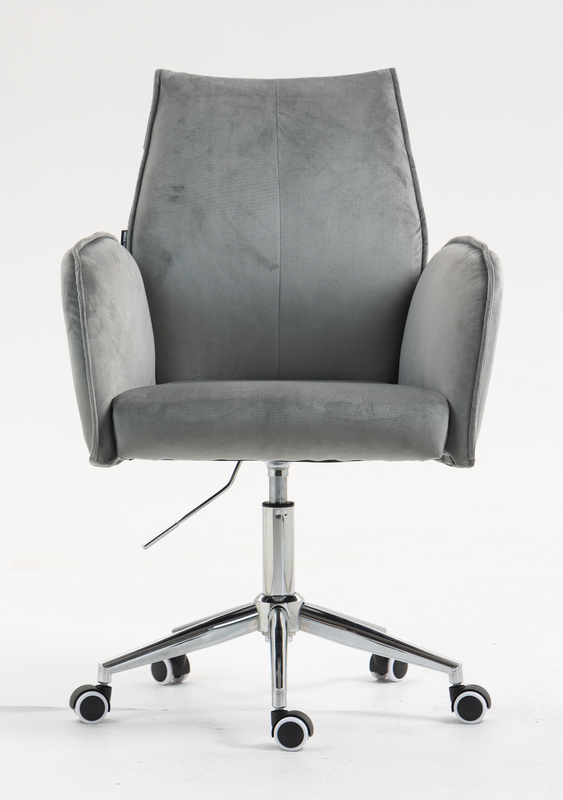 HR280K Scaun Gray din Catifea cu Bază Cromata