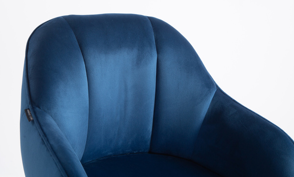 HR2055W Scaun Bleumarin din Catifea cu Bază Aurie