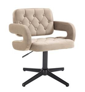 HR8403CROSS Scaun Catifea Latte cu Bază Neagră