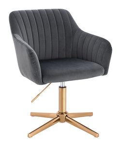 HR190CROSS Scaun Grafit din Catifea cu Bază Aurie