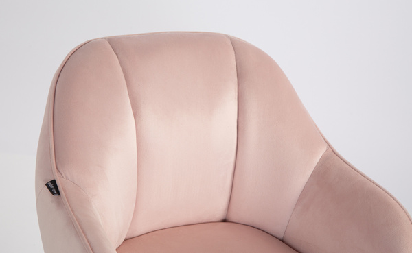 HR12055N Scaun Roz Pudra din Catifea cu Bază Cromata