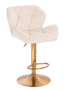 HR111W Scaun Crem Velur Bază Aurie