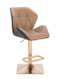 HR212KW Scaun NEGRU ȘI CARAMEL Catifea cu Bază Aurie