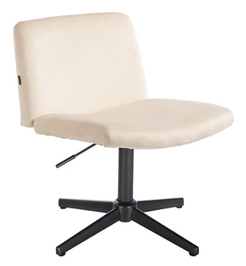 HR150CROSS Scaun Crem din Catifea cu Bază Neagră