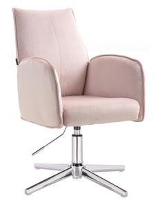 HR280CROSS Scaun Roz din Catifea cu Bază Cromata