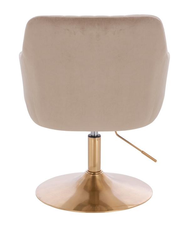 HR190N Scaun Latte Pudra din Catifea cu Bază Aurie