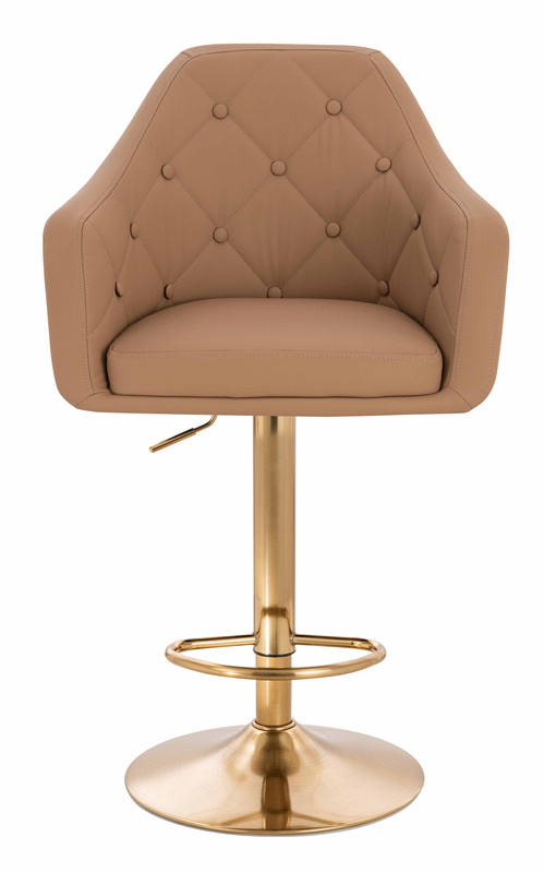 HR831W Scaun Caramel Piele Ecologica Premium Soft cu Bază Aurie