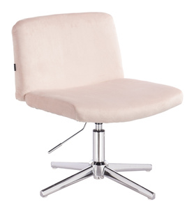 HR150CROSS Scaun Roz Pudra din Catifea cu Bază Cromata