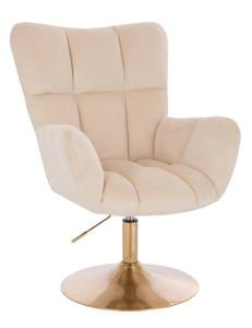 HR650N Crem Catifea Scaun cu Bază Aurie