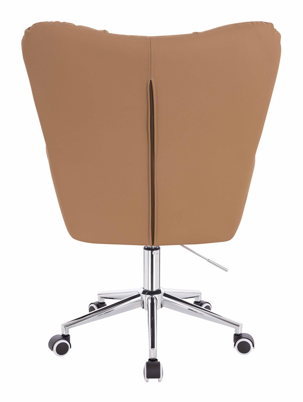 HR650K Scaun Caramel Piele Ecologica Premium Soft cu Bază Cromata