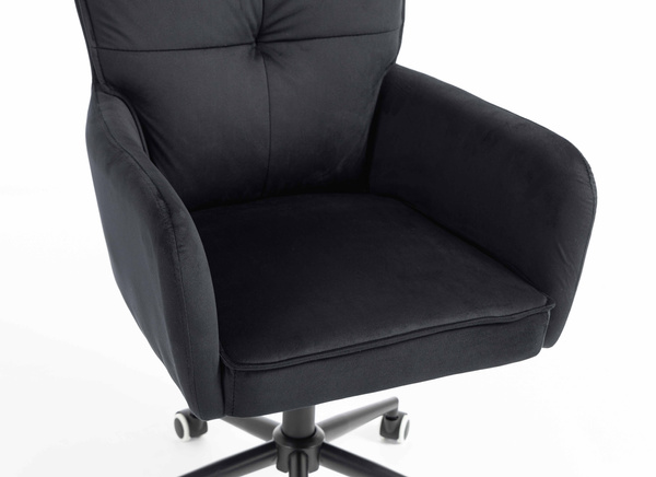 HR250K Scaun Catifea Neagră Bază Neagră