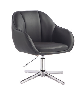 HR2055CROSS Scaun Neagră din Piele Ecologica cu Bază Cromata