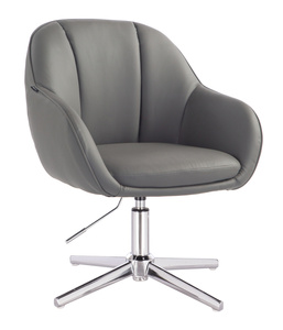 HR2055CROSS Scaun Gri din Piele Ecologica cu Bază Cromata