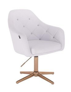 HC830CROSS Scaun Alb de Piele cu Bază Aurie