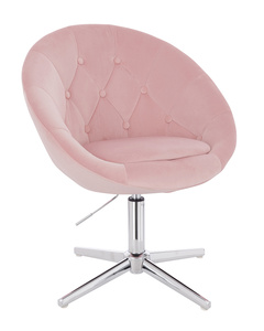 HR8516CROSS Scaun Roz Pudra din Catifea cu Bază Cromata