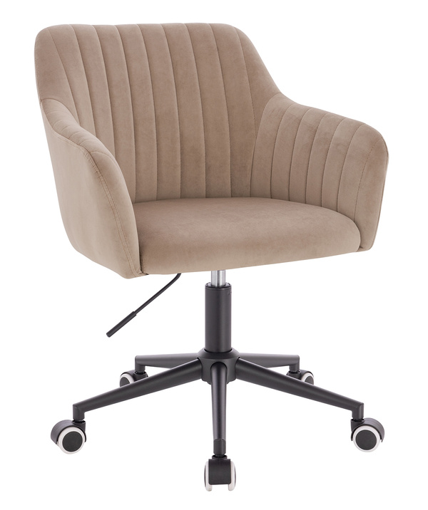 HR190K Scaun Latte din Catifea cu Bază Neagră