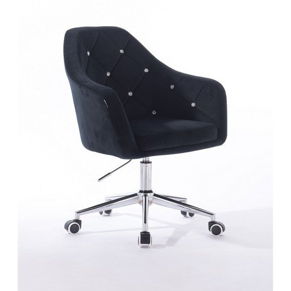 Fotel HR8516CK czarny welur kólka