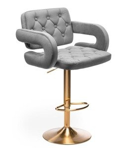HR8403W Scaun Catifea Gri Bază Aurie