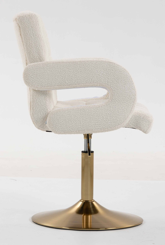 HR8404N Scaun Crem Boucle cu Bază Aurie