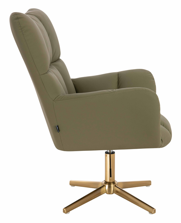 HR650CROSS Scaun Khaki Piele Ecologica Premium Soft cu Bază Aurie