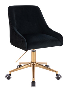 HR920K Scaun Neagră din Catifea cu Bază Aurie