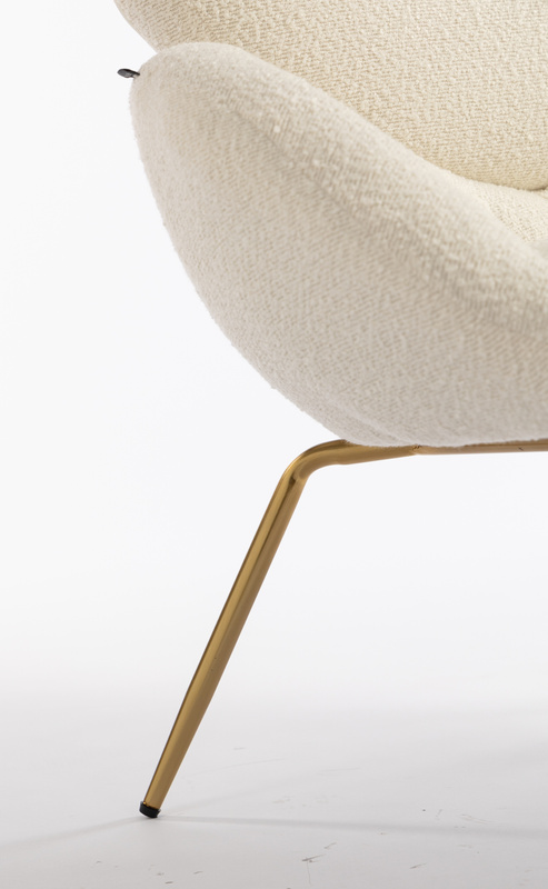 HR2045 Scaun Crem Boucle cu Bază Aurie