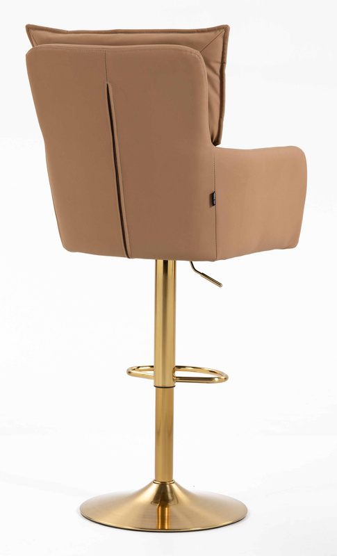 HR250W Scaun Piele Ecologică Premium Soft Culoare Caramel Bază Aurie