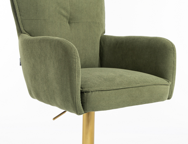 HR250KW Scaun Zsályazöld Prémium Kordbársony Bază Aurie