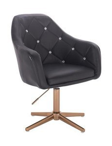 HC830CROSS Scaun Negru de Piele cu Bază Aurie