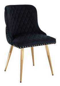 HR940 Scaun cu picioare aurii Neagră din Catifea