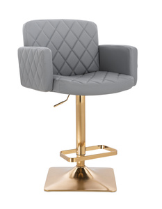 HC802KW Scaun Gri din Piele Ecologica cu Bază Aurie