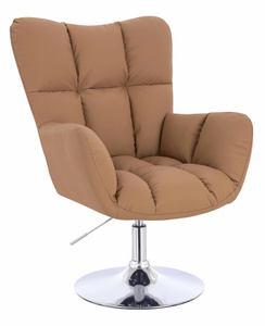 HR650N Scaun Caramel Piele Ecologica Premium Soft cu Bază Cromata