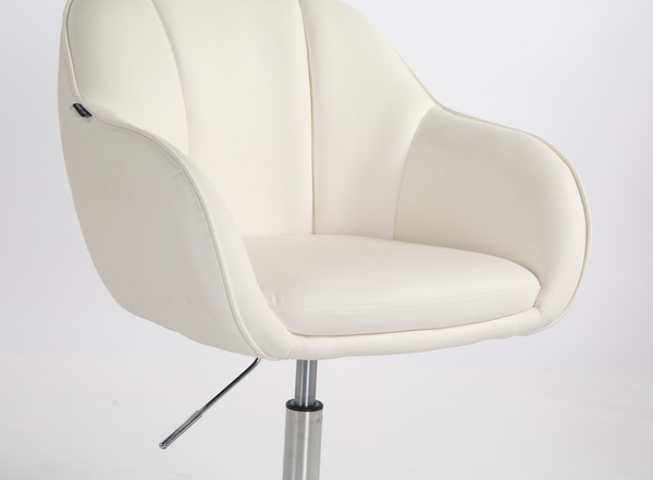 HR2055N Scaun Alb din Piele Ecologica cu Bază Cromata