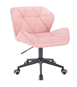 HC111K Scaun Roz Piele Ecologica cu Bază Neagră