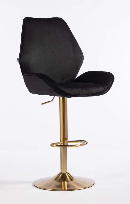 HR350W Scaun Neagră din Catifea Bază Aurie