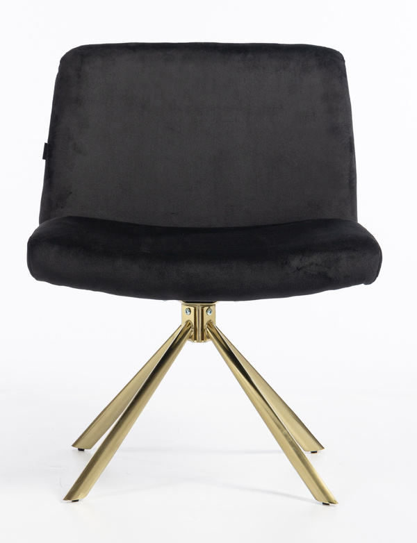 HR150 BAZĂ STEA Scaun Neagră din Catifea cu Bază Aurie