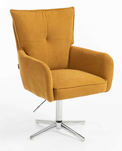 HR250CROSS Scaun Catifea Reiată Premium Ruloare Curry Galben Bază Cromata