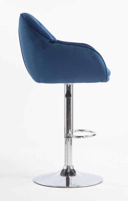 HR2055W Scaun Bleumarin din Catifea cu Bază Cromata