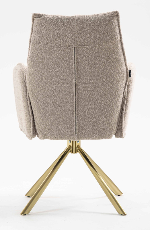 HR280 BAZĂ STEA Scaun Latte Boucle cu Bază Aurie