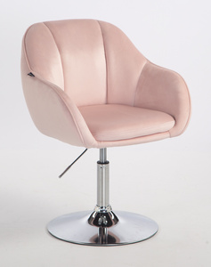 HR12055N Scaun Roz Pudra din Catifea cu Bază Cromata