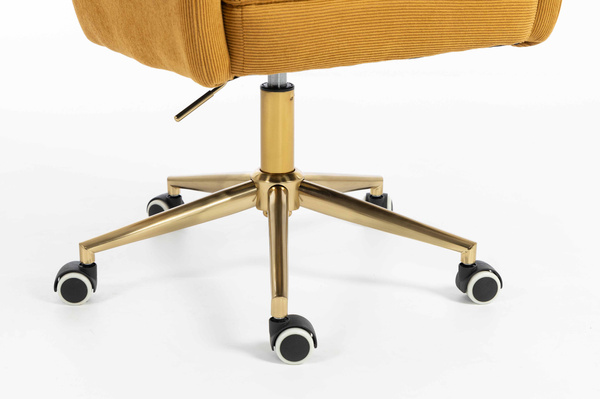 HR250K Scaun Catifea Reiată Premium Ruloare Curry Galben Bază Aurie