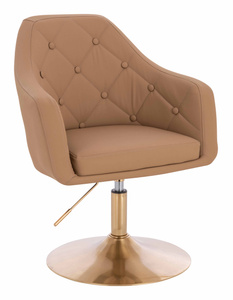 HR831N Scaun Caramel Piele Ecologica Premium Soft cu Bază Aurie