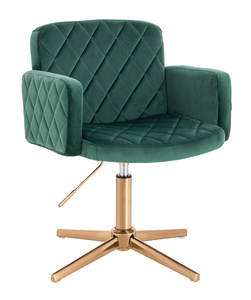 HR802CROSS Scaun Verde din Catifea cu Bază Aurie