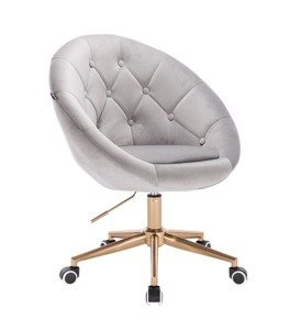 HR8516K Scaun Gri din Catifea cu Bază Aurie