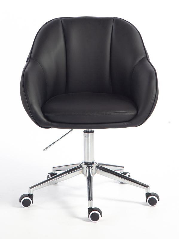 HR2055K Scaun Neagră din Piele Ecologica cu Bază Cromata
