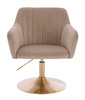 HR190N Scaun Latte Pudra din Catifea cu Bază Aurie