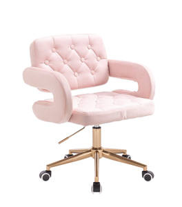 HR8403K Scaun Catifea Roz Bază Aurie