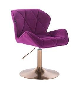HR111N Scaun Fucsia Catifea cu Bază Aurie