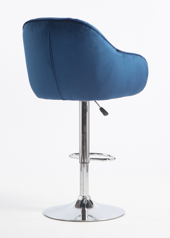 HR2055W Scaun Bleumarin din Catifea cu Bază Cromata